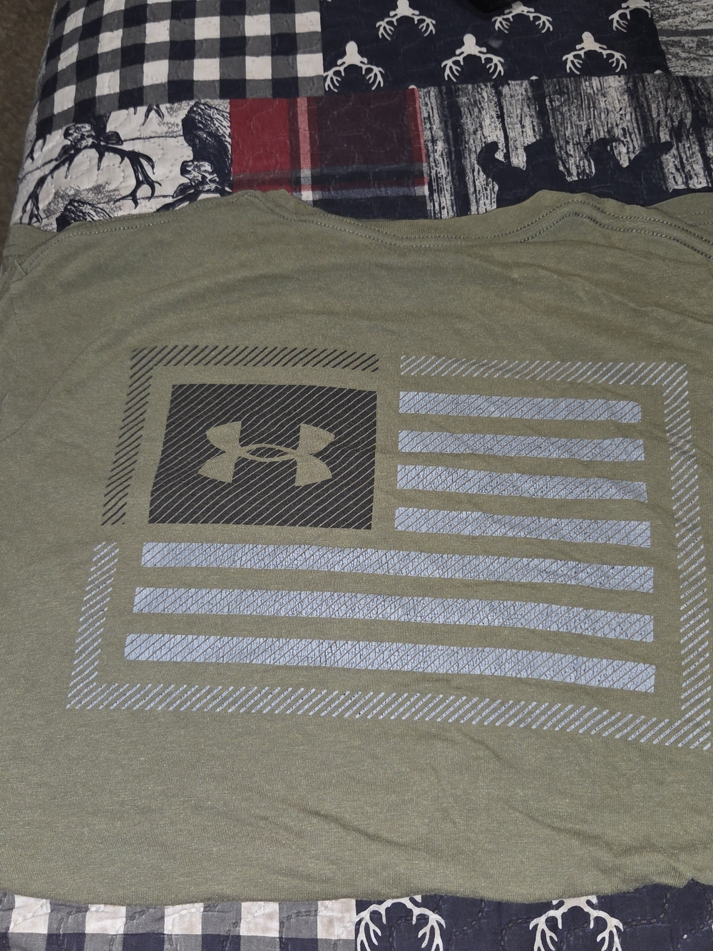 Under Armour Olive Green Short-Sleeve Flag Graphic Tee